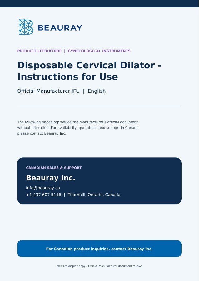 Disposable Cervical Dilator - Instructions for Use