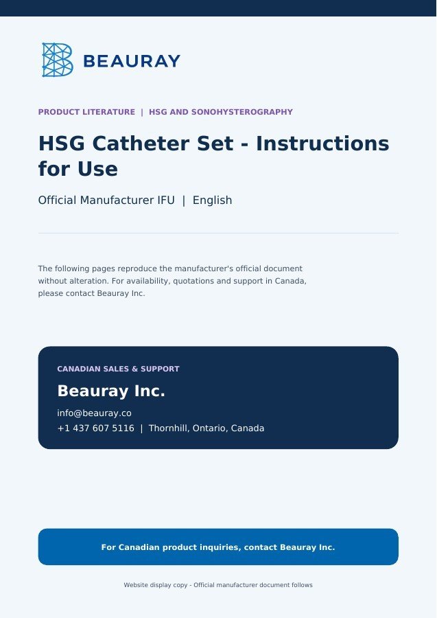 HSG Catheter Set - Instructions for Use