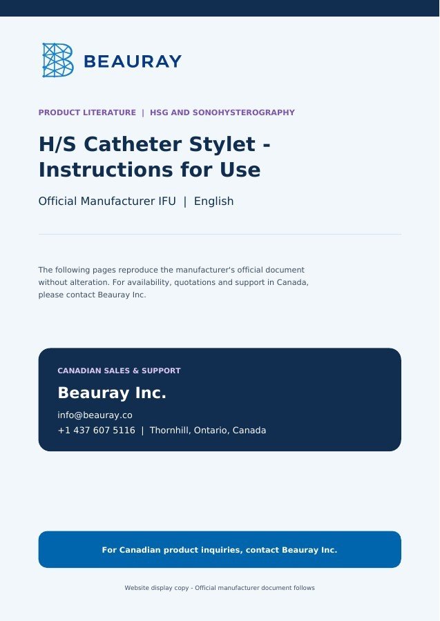 H/S Catheter Stylet - Instructions for Use