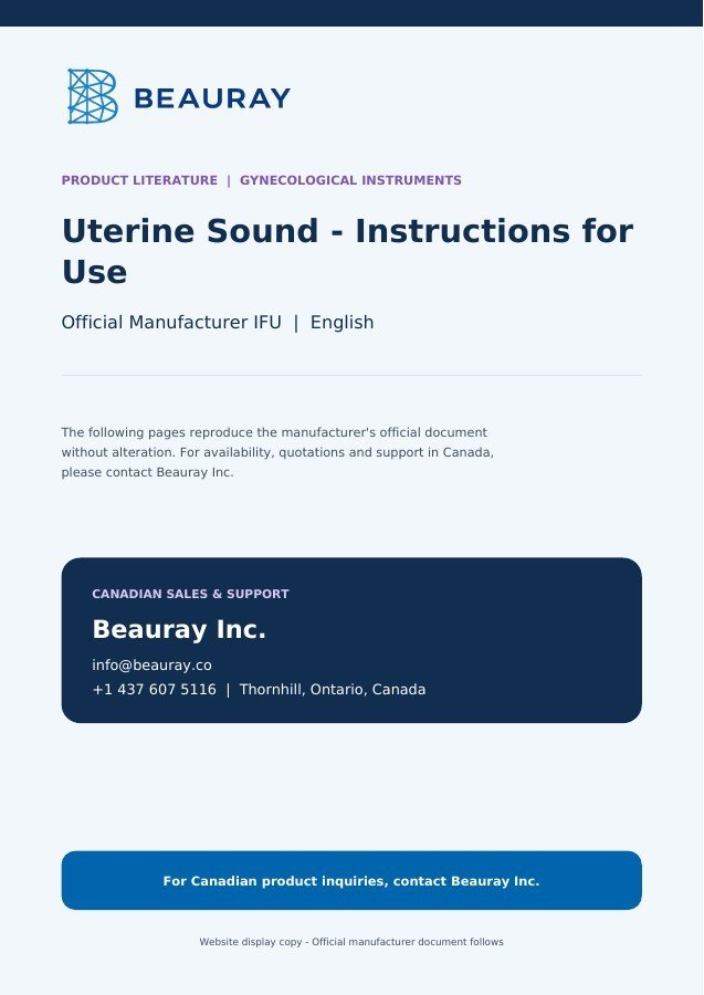 Uterine Sound - Instructions for Use